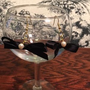 Handmade Bow and pearl earrings BOGO